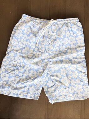 Essentials Light Blue & White Floral Board Shorts
